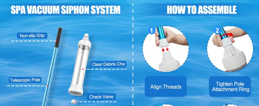 Paradise Power Spa Vac 6250 Compatible Hot Tub Vacuum - Cordless, No Batteries, Sucks Up Rocks, Leaves in Spas, Hot Tubs, Pool Steps