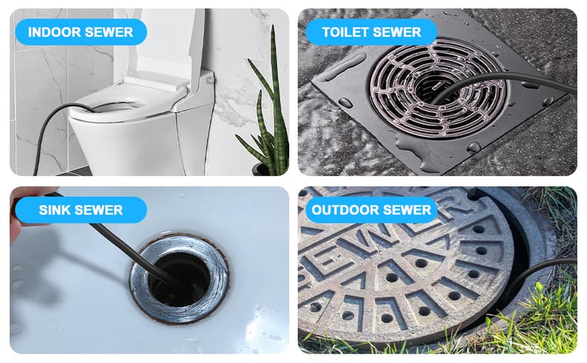 Sewer Jetter Kit for Pressure Washer, 50 FT 5800 PSI Drain Cleaner Hose with Universal M22-14mm and 1/4" Connector, 2 Sewer Jetting Nozzles, High Pressure Washer Hose for Karcher Bosch
