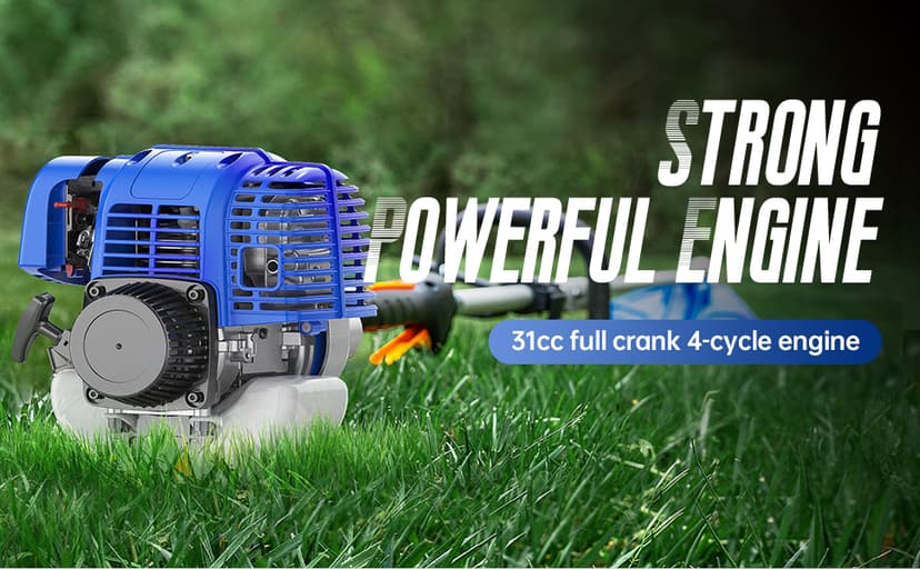 2-in-1 Yard Care System, 31cc, 4-Cycle Gas Engine Straight Shaft Multi-Tool with Brush Cutter, String Grass Trimmer and Shoulder Harness