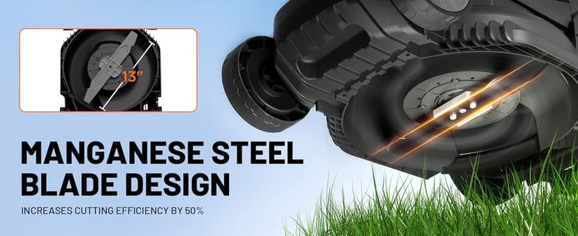 Litheli Cordless Lawn Mower 13 Inch, 20V Electric Lawn Mowers for Garden, Yard and Farm, 5 Heights Adjustment, Light Weight,with 4.0Ah Portable Battery.