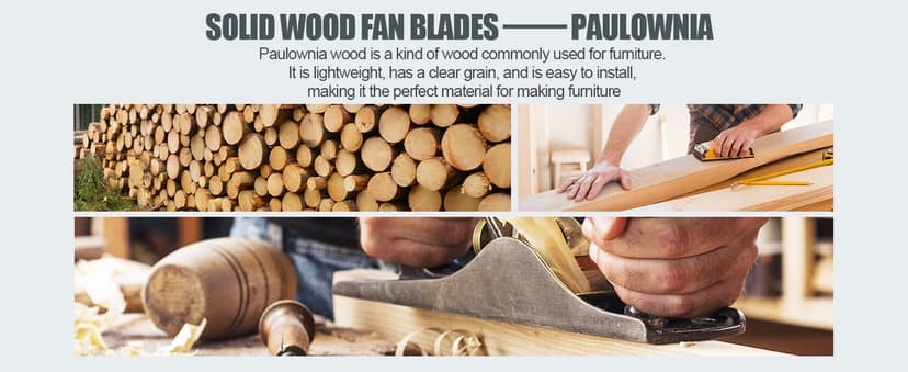 Wood Ceiling Fan with Light,Energy Saving,Ultra-Quiet DC Motor,3 Blades,6 Speed,Outdoor/Indoor Ceiling Fan for Patio,Deck,Porch,Bedroom,Living Room,Brown Walnut