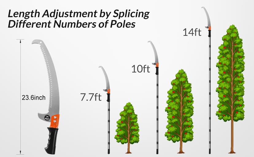 Walensee Pole Saws for Tree Trimming 14 FT Lightweight Manual Stainless Steel Extension High Pole Pruning Pole Saw with Blade for Trimmer Branches Pole Cutter Pole Pruner at Forestry Yard Garden Patio