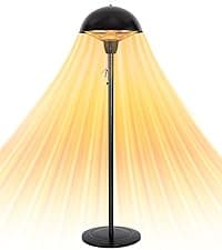 Star Patio Electric Outdoor Heater, Freestanding Patio Heater, Infrared Heater, Hammered Bronze Finished, Tip-Over Protection, Adjustable Height and Silent Heating Heater, ZHQ1566-C-SN12024