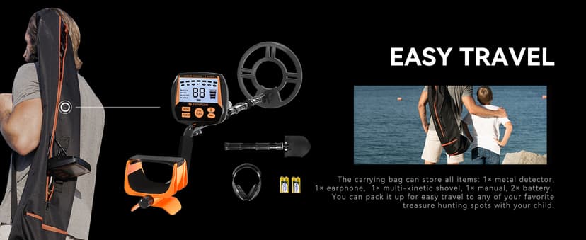 SUNPOW Metal Detector for Adults, Professional Waterproof High Accuracy Metal Detector, 10'' Detection Depth, Pinpoint & Disc & Notch & All Metal & Volume Modes, Strong Anti-Interference-GC-1083
