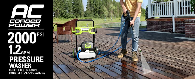 Greenworks 2000 PSI 1.2 GPM Pressure Washer (Open Frame GPW2003) GPW2003