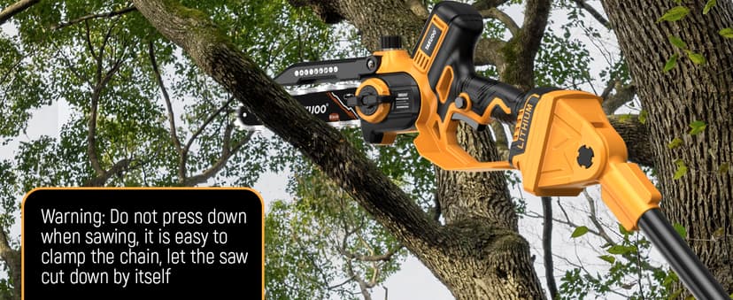 2-IN-1 Cordless 8 Inch Pole Saw & Mini Chainsaw, 21V 2×4.0Ah Battery Powered Polesaw, 15FT Max Reach, Brushless Electric Chain Saw with Extension Pole for Tree Branches Pruning, Wood Cutting