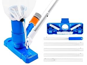 Upgraded Handheld Pool Vacuum for Above Ground Pool - Swimming Pool Jet Cleaner with 70" 5 Section Poles, Small Underwater Vacuum Kit W/Brush for Spas, Ponds, Fountains