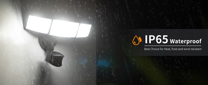 LUTEC 72W 7500LM LED Security Lights Motion Sensor Light Outdoor, 5000K Daylight, IP65 Waterproof, Dusk to Dawn, 3-Head Motion Detected Flood Light for Garage, Yard, Porch(Black)