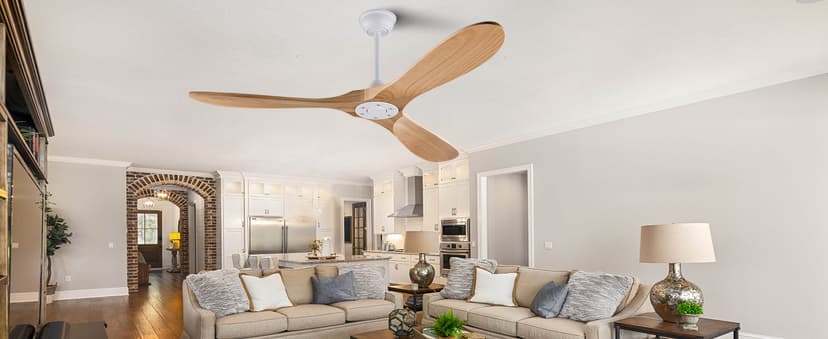 42'' Wood Ceiling Fan without Light, Modern 3 Blades Fans with Remote, Quiet Reversible DC Motor, Indoor Outdoor Energy Saving Ceiling Fan for Bedroom Living Room Patios