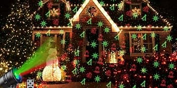 Christmas Laser Lights, Projector Lights Landscape Spotlight Red and Green Star Show with Christmas Decorative Patterns for Indoor Outdoor Garden Patio Wall