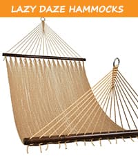 Lazy Daze Hammocks 12FT Double Rope Hammocks, 2 Person Hand Woven Cotton Hammock with Spreader Bar for Outdoor, Indoor, Patio, Poolside, FIT 13-15 Foot Stand, Max 450 Lbs, Natural, 141 x 57 inches