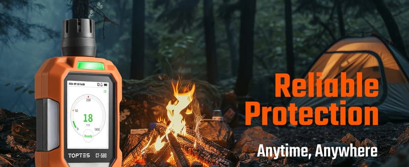 CT-580 Portable Carbon Monoxide Detector, Rechargeable CO Detector with Vibration, Visual & Audible Alarms, 0-1000PPM, TFT Color Display for Home, Camping, Travel, Industrial & Professional Use