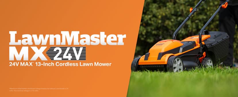 LawnMaster CLM2413A Cordless 13-Inch Lawn Mower 24V Max with 2X4.0Ah Battery and a Charger