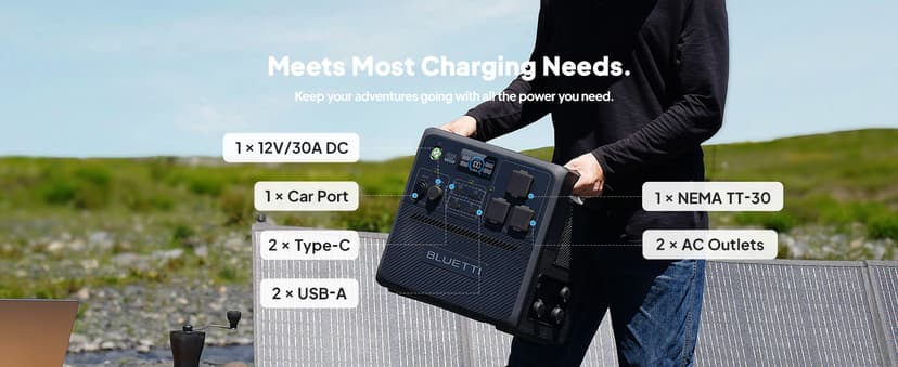 BLUETTI Solar Generator Pioneer 150 (AC240) & B210 Expansion Battery (Ships Separately), Expand to 3686Wh LiFePO4 Battery Backup w/ 3 2400W AC Outlets, IP65 Water Resistant,for Camping, RV