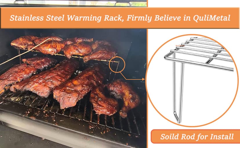 QuliMetal Grill Warming Rack for Green Mountain Grills Daniel Boone Pellet Grills, Stainless Steel, Replacement Parts for GMG-6008
