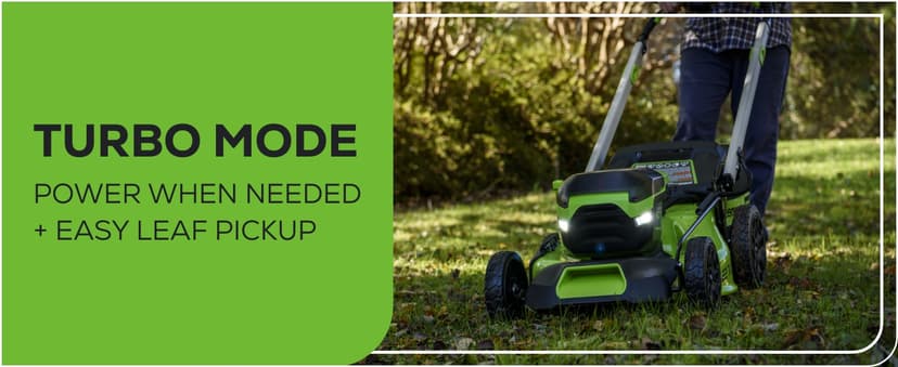 Greenworks 60V 21” Cordless (Push) Lawn Mower (LED Lights + Aluminum Handles), 5.0Ah Battery and Rapid Charger