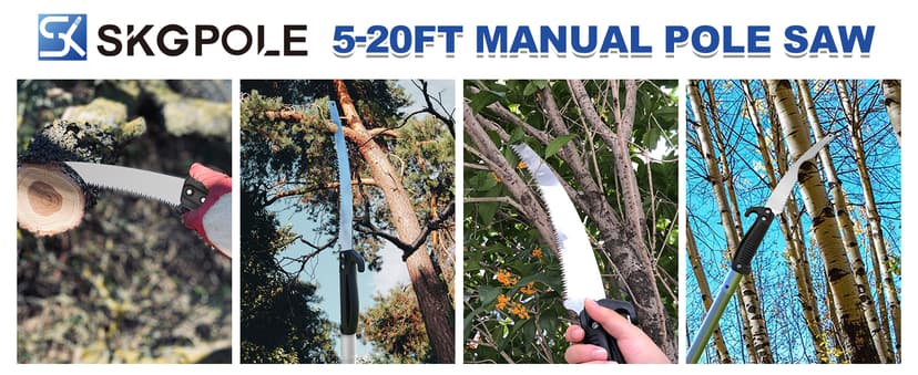 26FT Reach Pole Saws for Tree Trimming, Manual Pruning Pole Saw with 5-20FT Telescoping Extension Pole, Tree Pruner Tree Trimmer with 19" 3X Detachable Saw for Yard Garden Trees Palms Shrubs