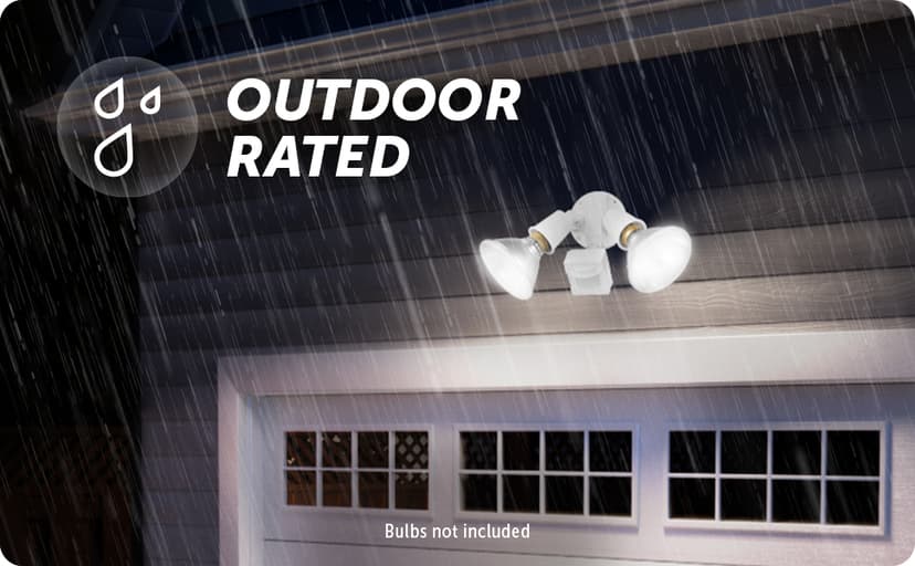 Globe Electric 17000269 110-Degree 240 W Twin Head White Hardwired Motion Sensor Security Flood Light, Spotlight, Outdoor, Outside House Lights