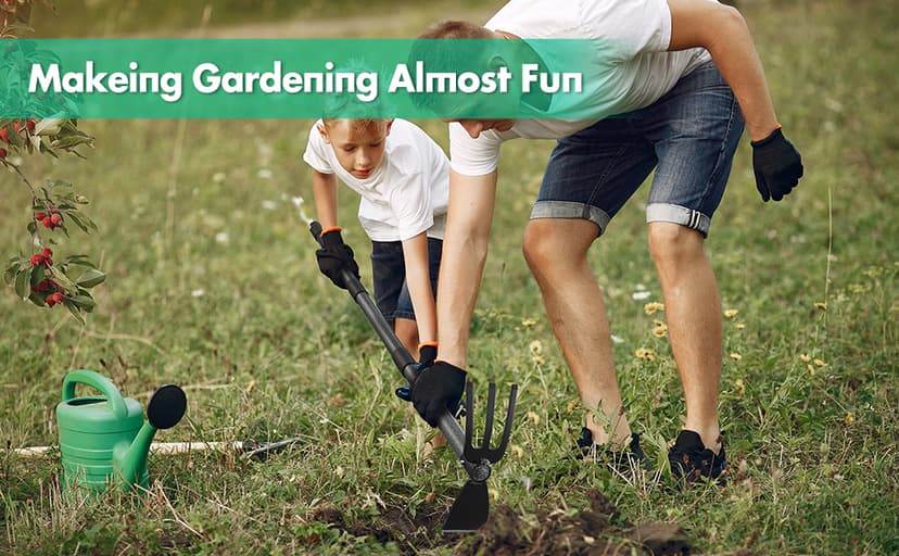 Hoe Garden Tool,45 Inch Long Garden Hoe and Cultivator, Garden Hand Tiller with Long Handle,Heavy Duty Garden Tools Hoe Cultivator for Gardening,Weeding, Tilling,Lossening Soil,Planting