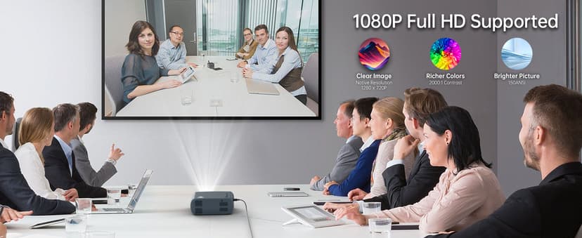 Mini Projector, iTJQ Portable Projector 1080P Supported for Indoor Outdoor Movies, Phone Projector Compatible with iOS/ Android, Laptop, TV Stick/ PS5, USB/HDMI/Type-C