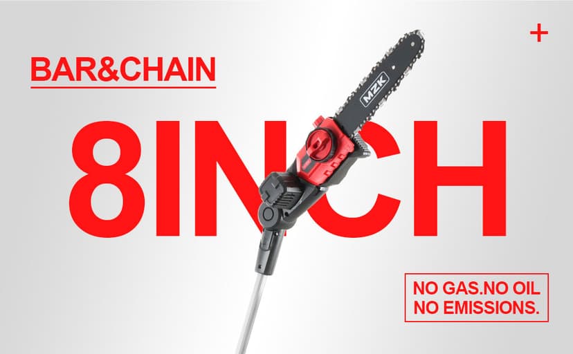 MZK 8'' Cordless Pole Saw, 4AH Battery Powered Pole Saws, 13-Foot Reach Chain Saw for Tree Trimming with Oiling System, 20V Electric Pole Chainsaw, Multi-Angle Head(Battery and Fast Charger Included)