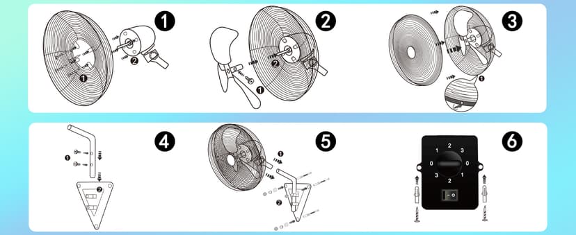 20” Wall Mount Fan 7000 CFM High Velocity Wall Industrial Fan 120° Oscillating Fans 3-Speed for Household, Commercial Use - ETL Listed, Black