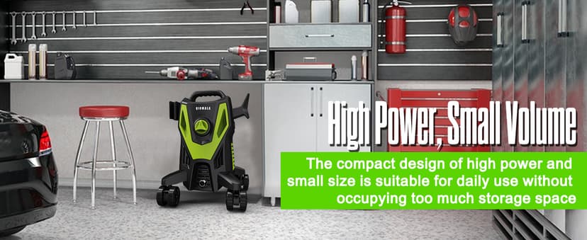 Electric Pressure Washer, 4500 PSI 3.0 GPM High Pressure Cleaning Machine with 35 FT Power Cord, 20 FT Hose, Foam Cannon, 4 Nozzles,Easy Store for Car/Garage/Patio, Green/Small