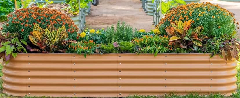 Vego garden Raised Garden Bed Kits, 17" Tall 9 in 1 8ft X 2ft Metal Raised Planter Bed for Vegetables Flowers Ground Planter Box-British Green