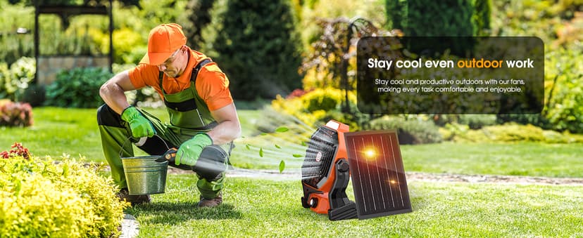 10800mAh Solar Powered Fan, 7W Solar Camping Fans & Led Lantern, 8-inch Rechargeable Fan with Solar Panel, Battery Operated Powered Outdoor Tent Fans for Camping Essentials Accessories