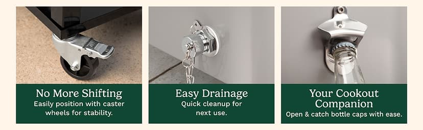 Cuisinart 80 Qt Cooler Cart, Portable Outdoor Beverage Cooler with Storage Shelf, Bottle Opener and Cap Collector, Summer BBQs, Cookouts and Tailgates, 48 Hour Cold Drinks, Chill, Fresh Sodas and Beer