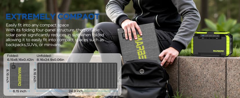 MARBERO 200W Solar Generator 222Wh Portable Power Station with Solar Panel 40W Included 60000mAh Power Supply with AC Outlet 100V 300W Max for Camping Emergency Home Backup