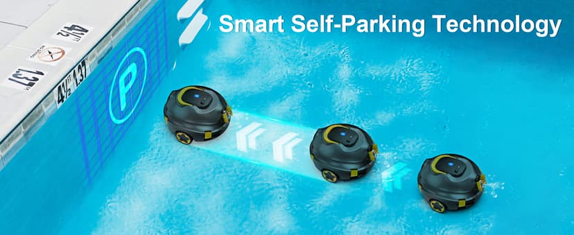 Y20 Cordless Robotic Pool Cleaner, Automatic Pool Vacuum, 90 Mins Runtime, Auto-Parking, Lightweight, Powerful Robot for Above/Inground Pool up to 1100 Sq.Ft (Black-Orange)