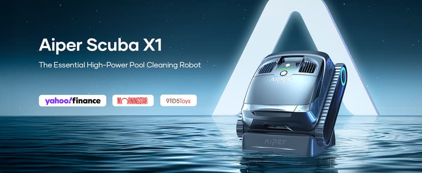 (Upgrade) AIPER Scuba X1 Cordless Robotic Pool Cleaner, 6600 GPH High-Power Suction with Dual-Jet, Multi-Layer Filtration System, Horizontal Waterline Scrubbing, Ideal for Inground Pools