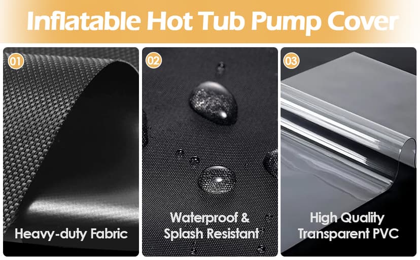 Hot Tub Spa Heater Pump Cover, Heavy Duty Inflatable Hot Tub Pump Cover with Zipper Opening and Transparent PVC Top Window for Multiple Hot Tub Spa Heater Pump on Market(Black, Cover only)