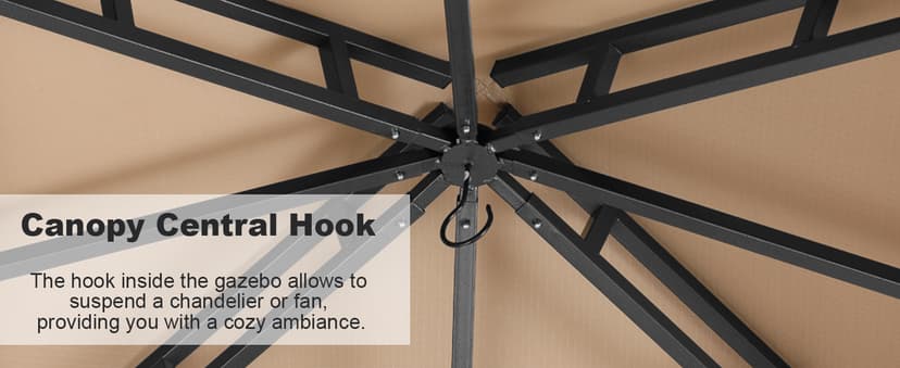 ABCCANOPY Gazebos for Patios 10x10 - Outdoor Steel Frame Gazebo with Mosquito Netting for Lawn Backyard Garden Deck (Khaki)