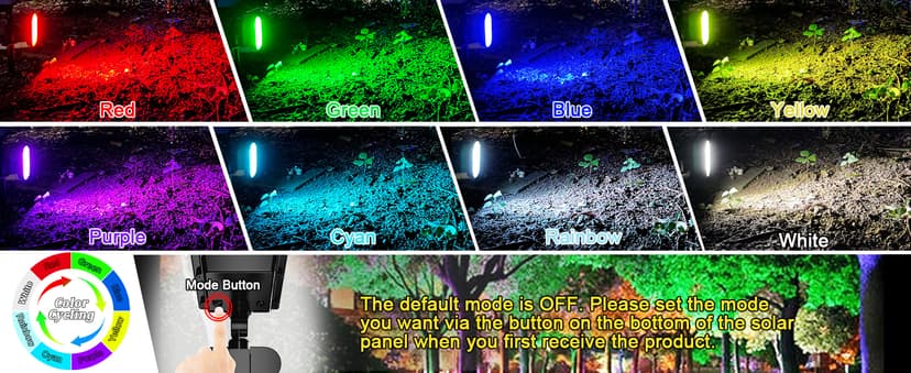 Solar Spotlights Outdoor Waterproof Solar Landscape Lights, Color Changing Solar Powered Garden Lights, Auto On/Off Solar Spot Lights for Outside, Multicolor, 4 Pack, JY2226