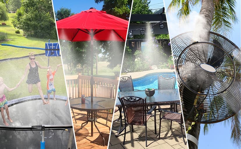 Bonviee Misters for Outside Patio, 75FT (23M) Patio Misting System, Outdoor Misters for Patio Cooling, 28 Brass Mist Nozzles, 3/4" Adapter, DIY Water Misters for Cooling Outdoor Garden Greenhouse