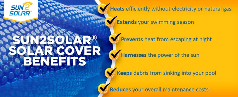 Sun2Solar Blue 18 ft x 36 ft Rectangle Solar Cover | 800 Series | Heat Retaining Blanket for Rectangular Inground & Above Ground Swimming Pools | Use Sun to Heat Pool | Bubble Heating Blankets