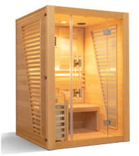 Smartmak Wood Home Steam Sauna, 3 Person Canadian Hemlock Traditional Luxurious Wooden Indoor Spa Room, with 3.5 kw Heater, Bluetooth Speaker, Rocks, Water Bucket, Spoon, Hygrothermograph, Lights
