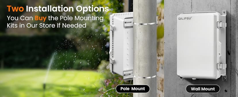 QILIPSU Waterproof Junction Box IP67 Outdoor Plastic Electrical Project Enclosure Weatherproof with Mounting Plate, Wall Brackets, Hinged Grey Cover 11.2"x7.7"x5.1"