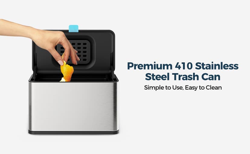 Stainless Steel Hanging Trash Can with Lid and Inner Bucket, 1 Gallon Kitchen Compost Bin for Counter Top, Under Sink or Wall Mount, Small Garbage Can for Cupboard/Bathroom/Bedroom/RV