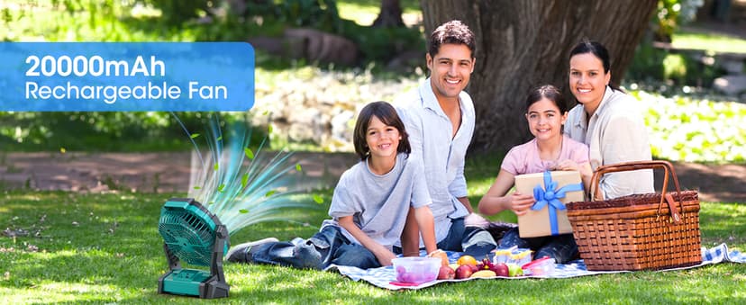 ONLYNEW Portable Fan Rechargeable, 20000mAh Cordless Battery Powered Fan with LED Lantern, USB C Battery Operated for Travel Bedroom Home Camping Tent Office Beach Desk Fishing Table