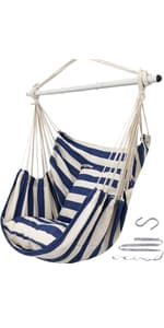 ADVOKAIR Hammock Chair Swing (500 lbs Max) - Hanging Hammock Chair Rope Swing Indoor for Bedroom, Outdoor, Patio, Bedroom, Porch, Deck - Sturdy Steel Bar with Anti-Slip Safety Rings