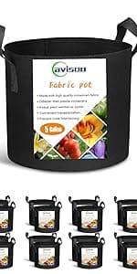 5-Pack 10 Gallon Potato Grow Bags, Garden Planting Bag with Reinforced Handle, Thickened Nonwoven Fabric Pots for Tomato, Vegetable and Fruits