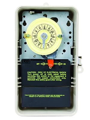 Intermatic T104P3 Mechanical Time Switch - Double Pole, Single Throw, NEMA 3R Enclosure - One-Hour Control, On/Off Trippers Included, High Motor Load Ratings