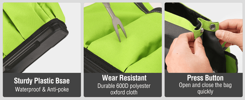 WORKPRO Garden Tool Bag with Waterproof Plastic Base, 8 Pockets Gardening Bag, Heavy Duty Oxford Garden Tote Caddy, Gardening Tool Kit Holder for Indoor and Outdoor(Tools NOT Included)