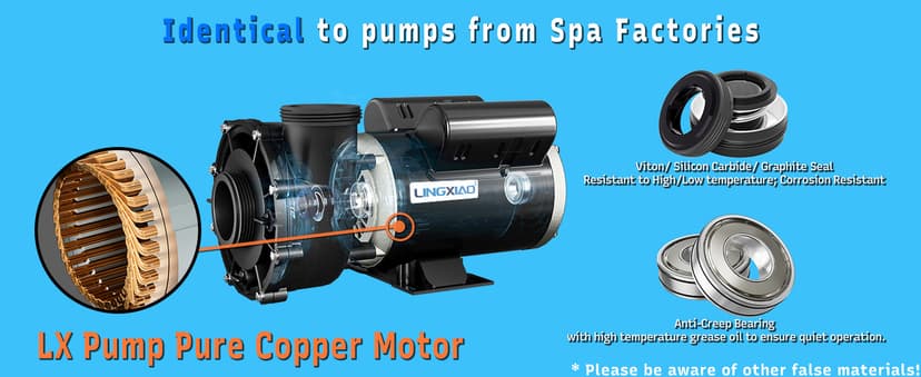 SPA Pump, 2 Speed Hot Tub SPA Pump - 1.5HP LX SPA Motor, 115V, 2"Port, 48 Frame - (Model: 48WUA1001C-II)