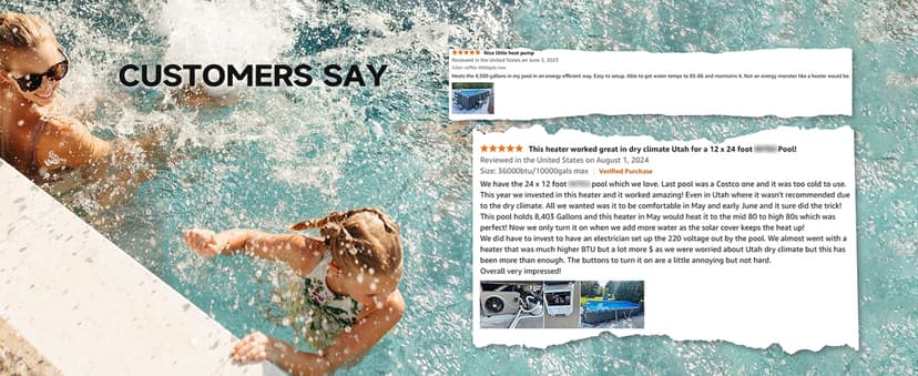 Pool Heater for Above Ground Pools, 14000BTU Electric Swimming Pool Heat Pumps for Inflatable Pools up tp 5000gallons,110V-120V/60Hz Portable Pool Warmers