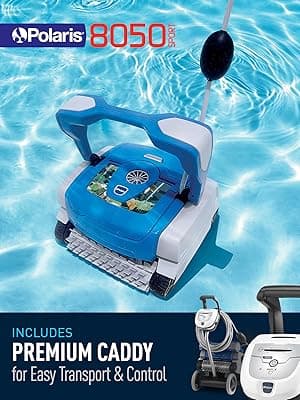 Polaris 8050 Sport Robotic Pool Cleaner, Automatic Vacuum for InGround Pools up to 40ft, Wall Climbing Vac w/ Strong Suction & Easy Access Transparent Lid