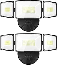 Onforu 60W Flood Lights Outdoor, 6000LM Brightness Security Lights Switch Controlled, 3 Adjustable Heads, IP65 Waterproof, 6500K Wall Mount Exterior LED Flood Light